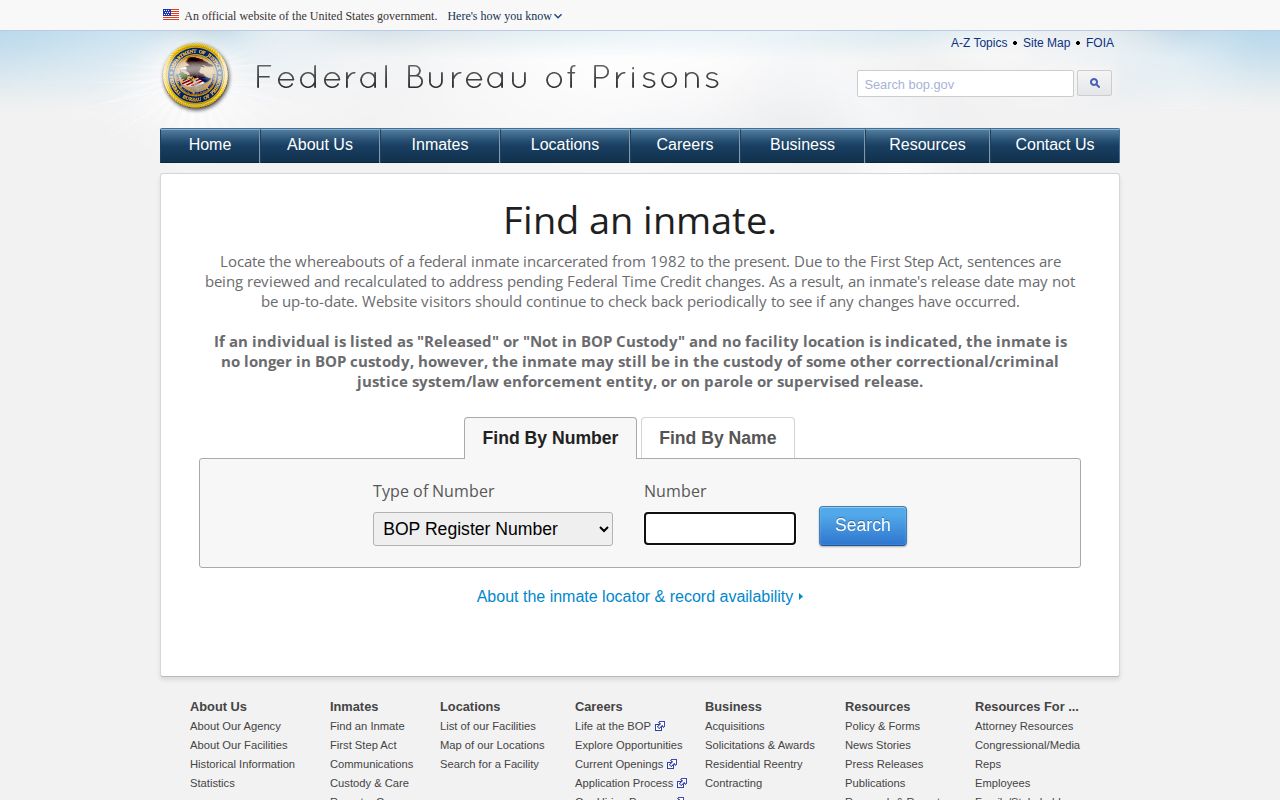 Federal Bureau of Prisons released inmate lookup result for DeKalb County research